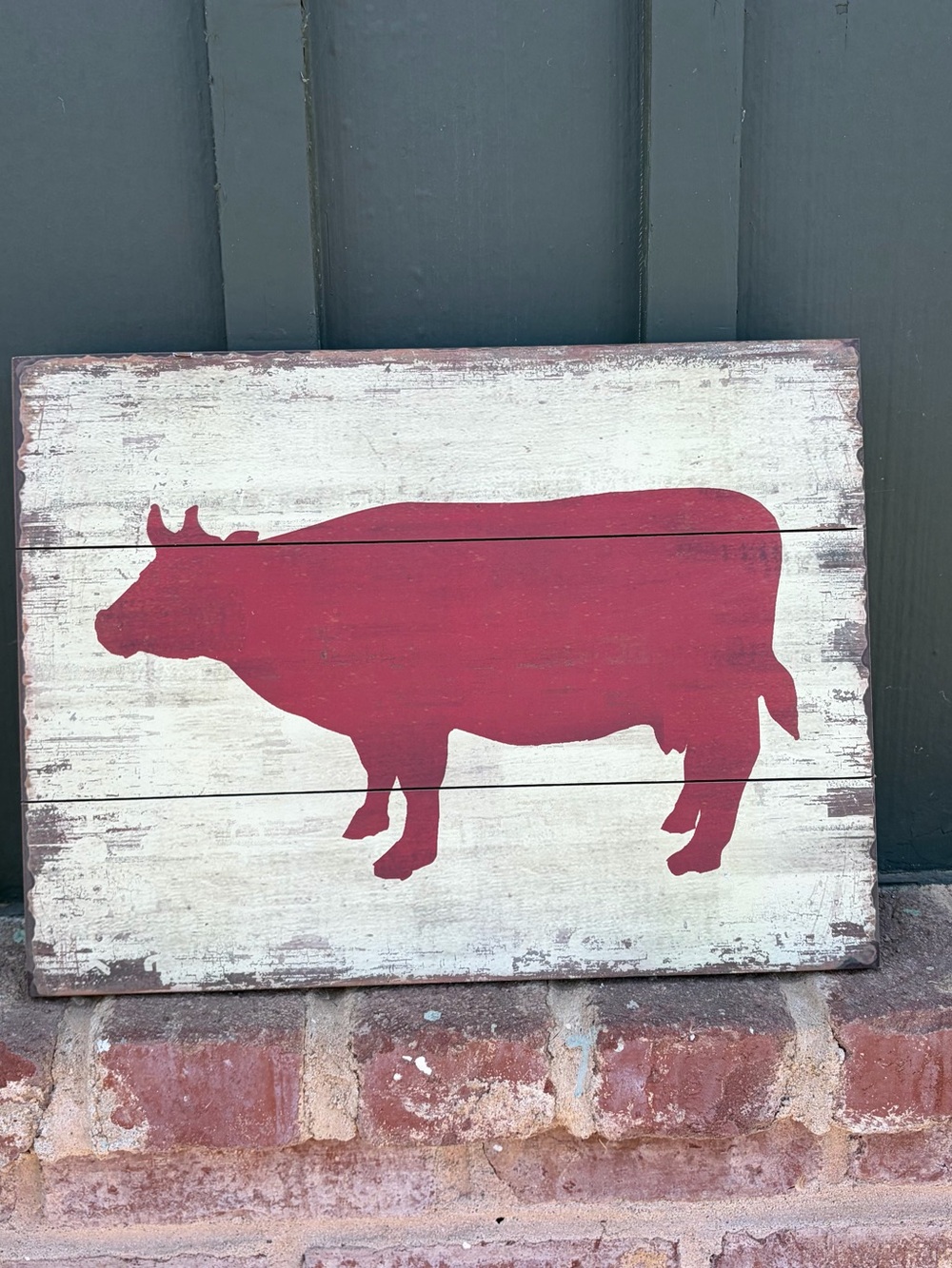 Farmhouse Red Cow Silhouette Wall Art